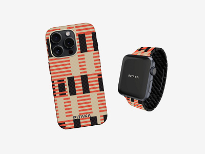 Orange Madness - PITAKA Fusion Weaving apple watch carbon case graphic design iphone 15 pattern pitaka