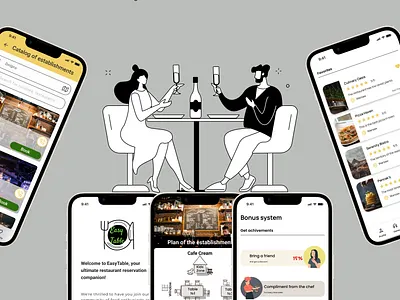 Mobile app for table reservation app design application brandidentity design designcommunity informationarchitecture mobile mobiledesign mobileux productdesign prototyping ui uiux visualart wireframing