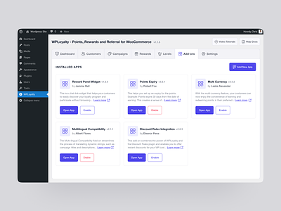 Add-ons - WPLoyalty addons loyalty program minimal plugin design ui ui inspiration user interface design uxdesign woocommerce plugin