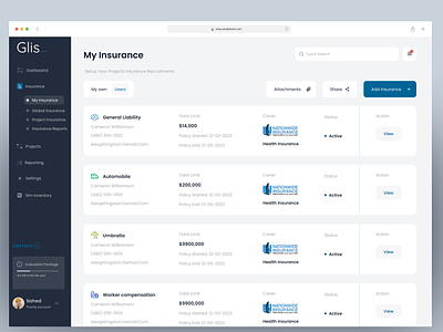 Insurance - SAAS admin panel dashboard design data visualization financial information insurance insurance admin insurance management insurance saas landing page popular design saas application saas dashboard ui design