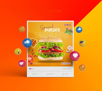 Social Media Banner addvertisment banner burger burger add burger banner food food banner graphic design maketing media resturent social media banner