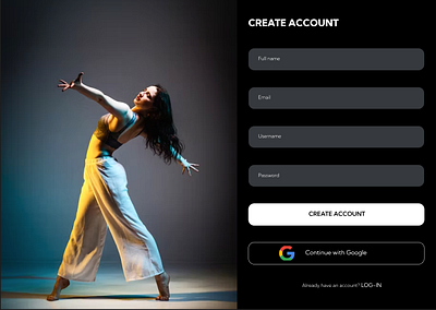 Dance club signup page dailyui dance dark signup page ui ux