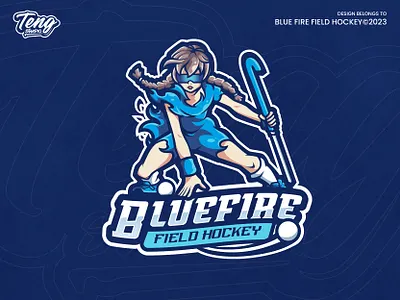 BLUE FIRE FIELD HOCKEY - custom project branding character design esport graphic design illustration logo mascot sport