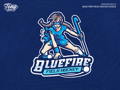 BLUE FIRE FIELD HOCKEY - custom project branding character design esport graphic design illustration logo mascot sport