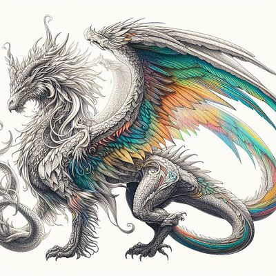 dragon pencil style graphic design