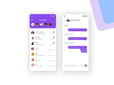 Messaging Mobile App UI Design app branding chats clean ui design figma graphic design illustration logo message message chats messaging mobile app purple typography ui ux view chats