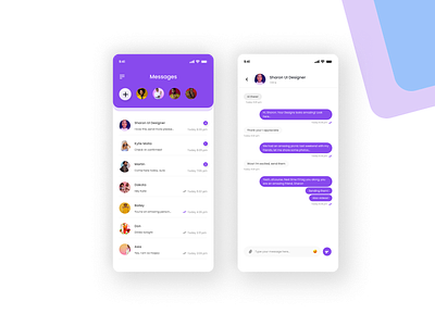 Messaging Mobile App UI Design app branding chats clean ui design figma graphic design illustration logo message message chats messaging mobile app purple typography ui ux view chats