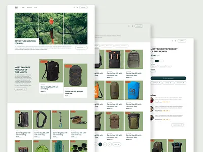Adventure Gear store e-commerce e commerce green website design landing page minimalist modern outdoor gear store outdoor store product page ui ui design uiux uiux design user interface user interface design web design website design