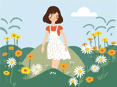 Blossoming Beauty - Girl's Radiance in the Flower Garden blossoming beauty flower garden garden scenery girl joyful moment natural beauty nature outdoor happiness pure bliss radiant smile summer charm summer dress summer radiance vibrant colors youthful exuberance