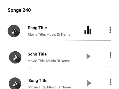 Music App/ Playlist app listing screen best mobile app design mobile ui music music app design playlist song list songs ui ux