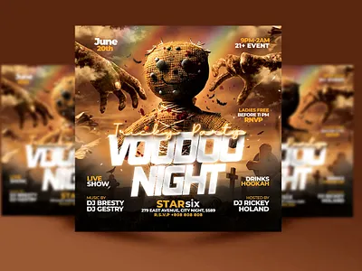 Halloween Voodoo Night Flyer Template nightclub