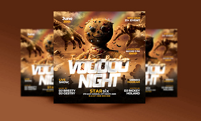 Halloween Voodoo Night Flyer Template nightclub