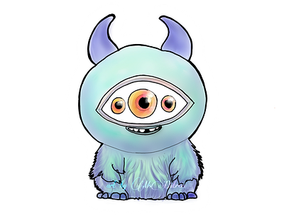 Cute Little Turquoise Monster ar art branding cute design graphic design illustration logo sticker