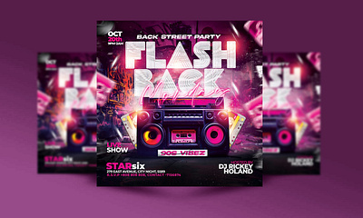 Retro 90s Party Flyer psd template