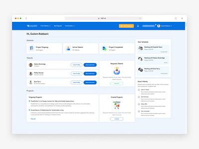 Project/talent management dashboard app app design branding business clean creative dailyui dashboard design interface management minimal project recruitment saas ui uidesign uiux