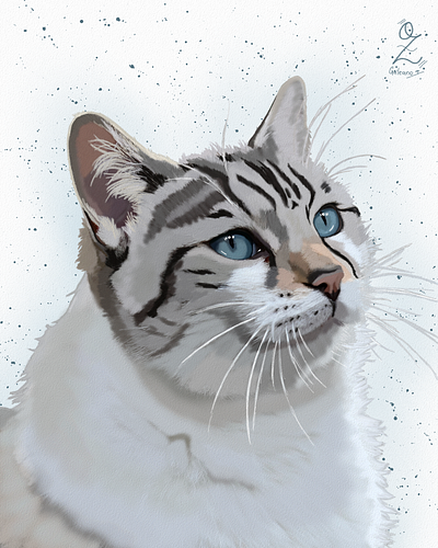 Silver Cat Illustration by Oz Galeano animal art arte arte ozgaleano cat color design dibujo digital art digitalart drawing gato illustration mexico ozgaleano painting texture ui