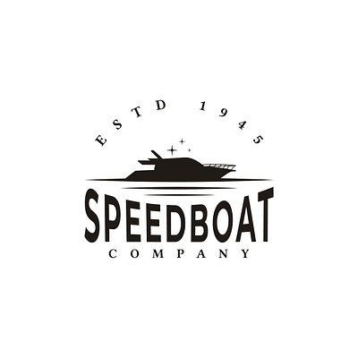 Speedboat Vintage Logo boat design graphic design holiday logo logo design sea silhouette vector vintage