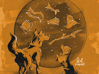 Day 5 - Map | Inktober 2023 book celestial challenge children constellation cute dog fall illustration ink inktober kid lit map night october procreate sky star texture