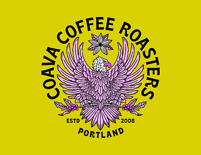 Coava Coffee Eagle branding coffee design eagle food and drink graphic design illustration packaging packaging design pink retail