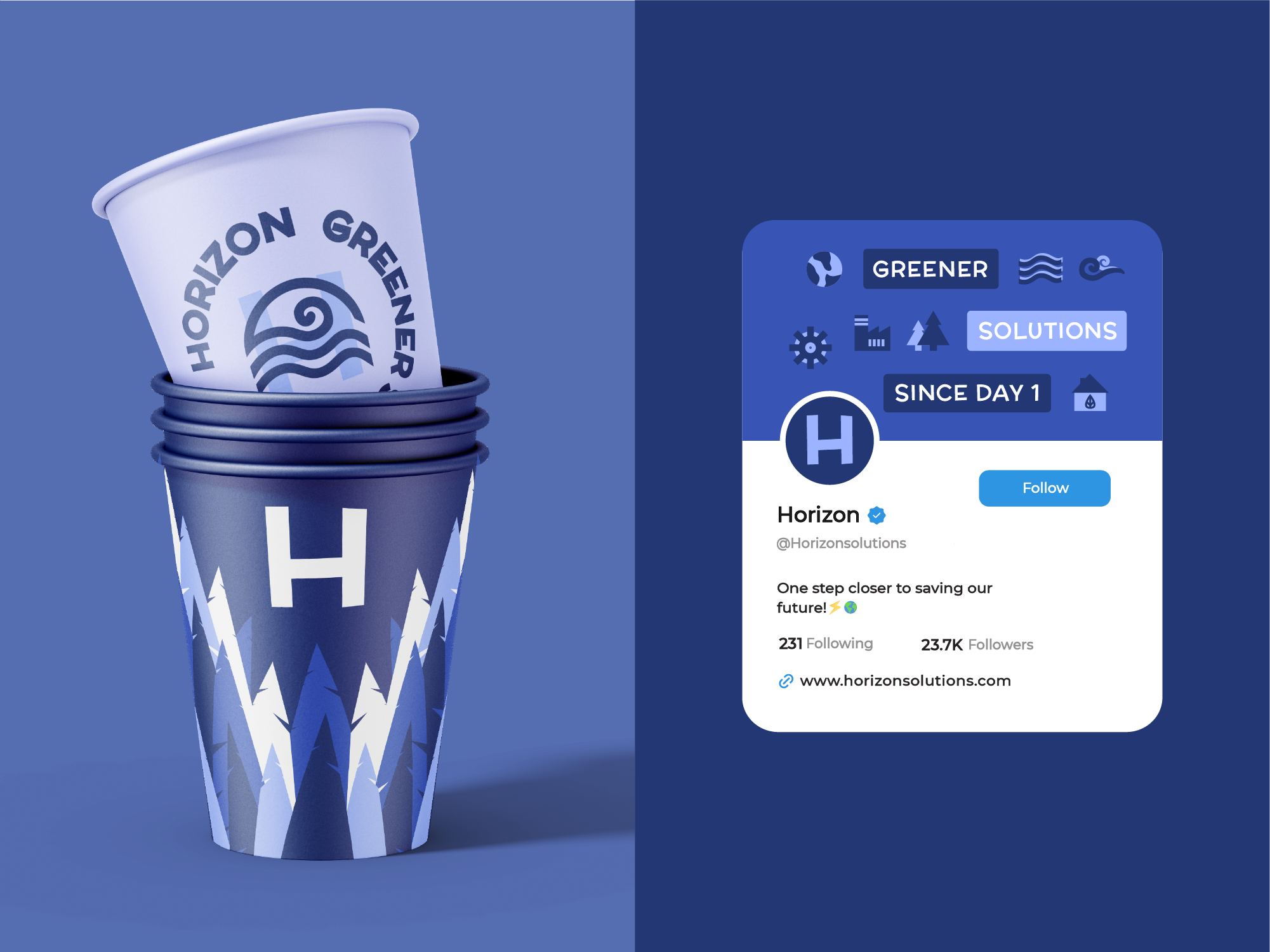 Horizon Solutions visual identity design brand design brand identity branding design eco friendly environment environmental graphic design graphic designer horizon icon design illustration logo logo design logo designer nature sketch ui visual identity website