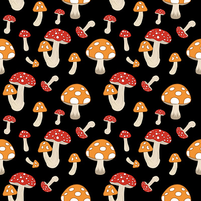 Seamless mushrooms pattern pattern design