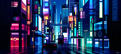 Alleyway city design futur illustration light logo neon retro trystram