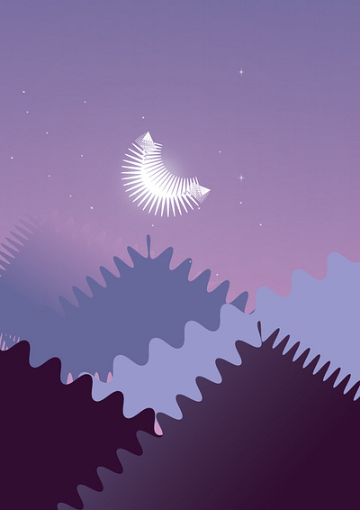 Distorted Night time Scenery flat vector illustration illustration