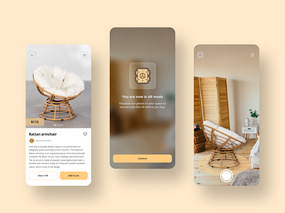Shopping AR Experience ar arexperience armchair augmented augmentedrelity camera chair ecommerce furniture photo reality shopping shoppingexperience ui