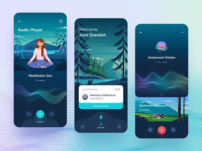 Meditation UI/UX App 3d animation figma graphic design medation sleep ui ux