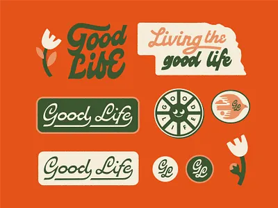 Good Life badge branding design hand drawn illustration illustrator lettering midwest patch retro vintage