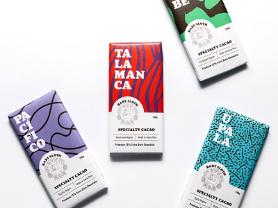 Packaging Baby Sloth Cacao baby sloth branding cacao chocolate costa rica identity illustration labels logotype packaging packaging design