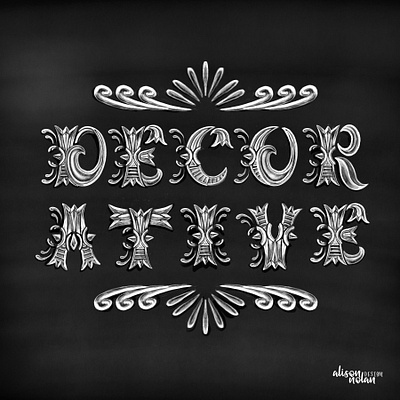 Decorative chalk lettering black and white chalk lettering decorative design drawing challenge hand drawn hand lettering illustration procreate