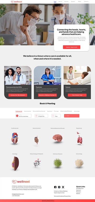 WellNext Clinics medical website ui ux website website design