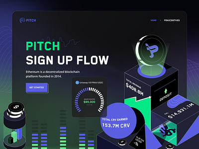 Pitch Money - Crypto Stake bitcoin block chain branding crypto frax isometric product design stake crypto ui ux