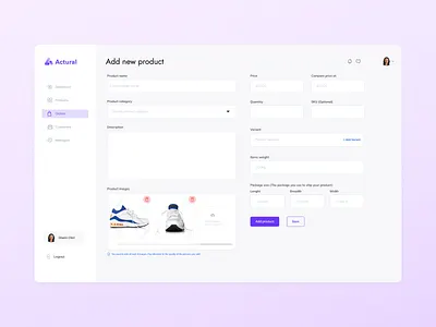 Add new product (E-commerce) dashboard design e commerce product ui ux vector