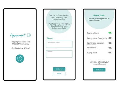 Goals Budget App ux ux design