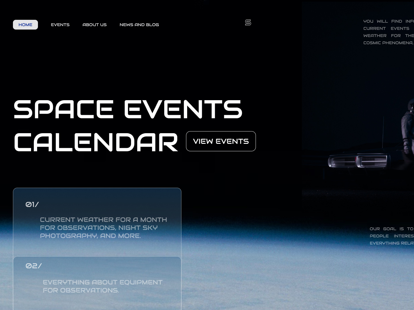 Space events calendar. by Olya on Dribbble