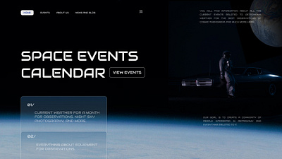 Space events calendar. design ui web web design