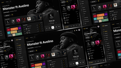 Grova Music app creative dark design desktop music product design ui ux website