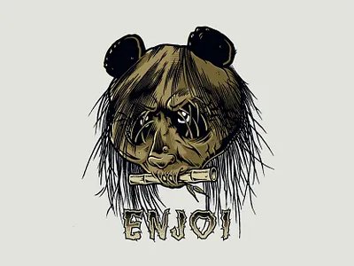 enjoi - 80's Head 80s apparel design apparel graphic art branding design enjoi skateboards graphic design illustration lettering lifestyle panda bear shrunken head skate skateboard art skateboarding typography