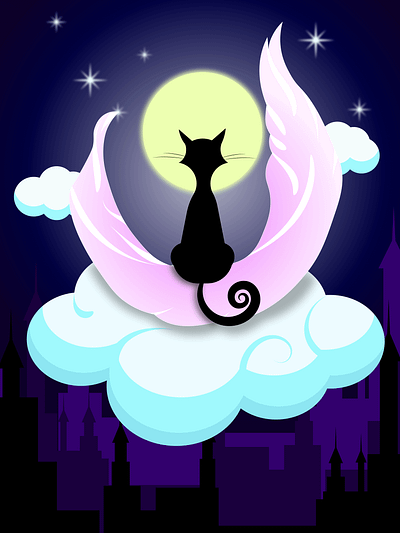 Flying Black Cat adobe illustrator after effects animation art black cat digital art graphic design illustration motion graphics