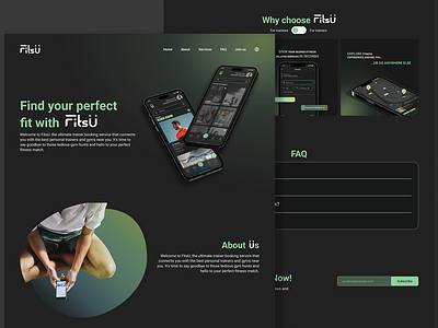 Landing page adaptive design app branding dark mode figma graphic design gym gym website landing page preview responsive website service cards ui ui design ui elements user experience user interface web design website