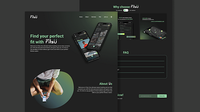 Landing page adaptive design app branding dark mode figma graphic design gym gym website landing page preview responsive website service cards ui ui design ui elements user experience user interface web design website