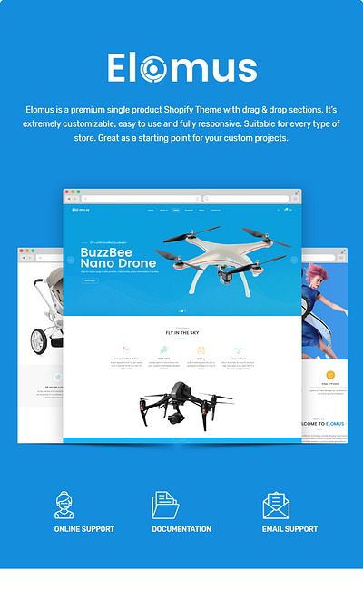 Elomus Single Product Shop Shopify Theme wordpress templates