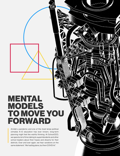 Mental Models to Move you Forward 3d article layout blender illustration npr primary rocket shoolceo