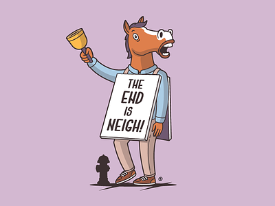 The End is Near! apocalipse cartoon character funny horse illustration neigh prophecy the end is near the end is neigh tshirt vector