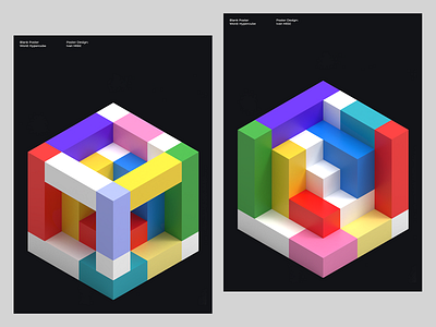 Hypercube 3d art artistic colors cube geometric hypercube illustration isometic isometry poster