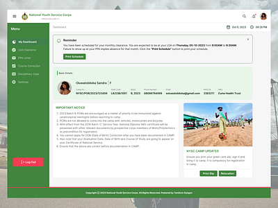NYSC Portal Dashboard Re-Design app design design product design ui ui design uiux ux web design