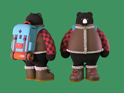 Let's go for a hike! 3d art bear character character design cinema4d cute design illustration mexico