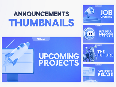 D3luxe Announcements Blog Thumbnails banner branding gaming graphic design graphicdesigner project social media startup vector